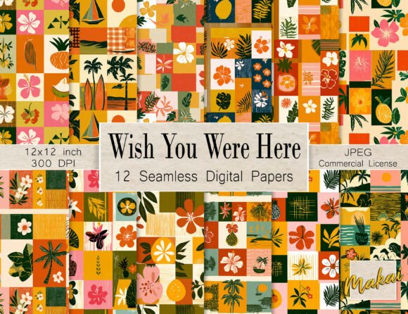 12 Seamless Retro Hawaii Postcard Pattern: A Strategic Design Asset for Creative Projects