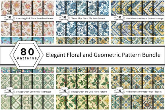 80 Elegant Floral and Geometric Pattern