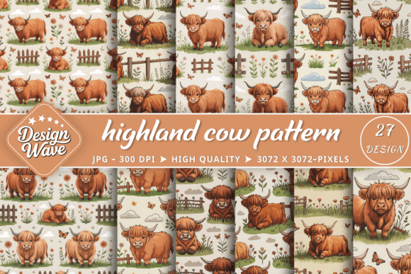 Add Rustic Farmhouse Charm to Your Projects with the Highland Cow Digital Pattern Collection