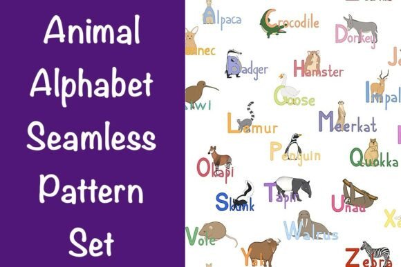 Animal Alphabet Seamless Pattern Set