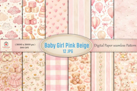 Baby Girl Pink Beige Watercolor Digital: A Versatile Design Resource for Modern Creations