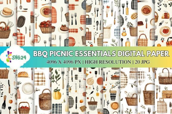 BBQ Picnic Essentials Digital Paper