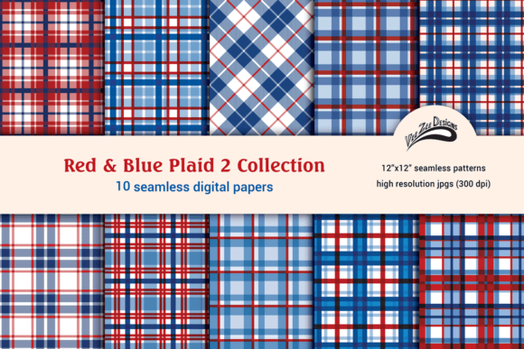 Blue and Red Plaid Digital Paper Pattern: A Versatile Resource for Creative Designers
