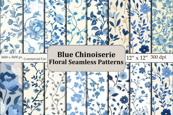 Blue Chinoiserie Floral Seamless Pattern for Creative Projects