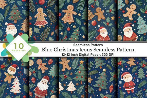 Blue Christmas Icons Seamless Pattern: A Creative Asset for Designers and Crafters