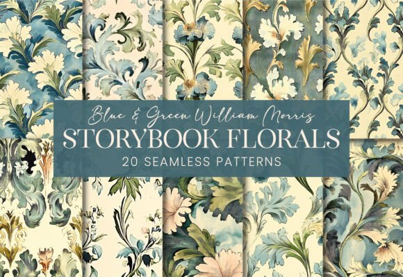 Blue Green Art Nouveau Fairytale Florals: Timeless Elegance for Modern Creativity