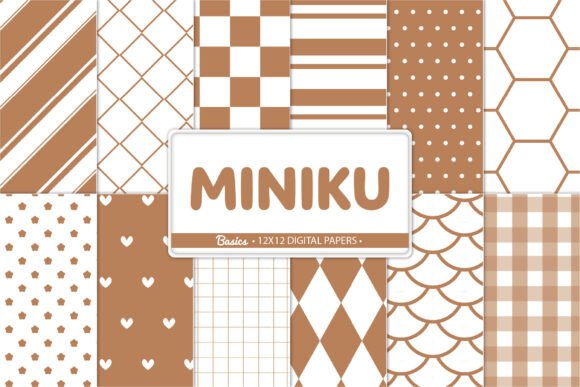 Brown White Digital Paper Pack