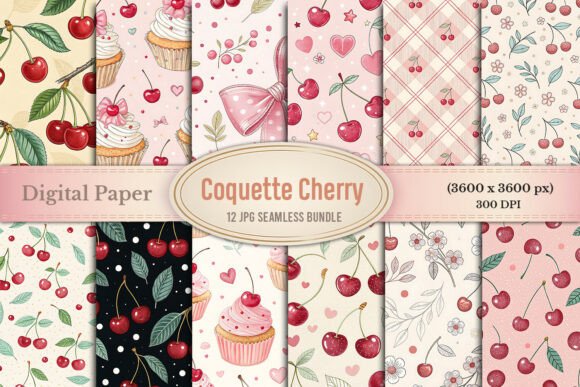 Coquette Cherry Digital Paper Bundle