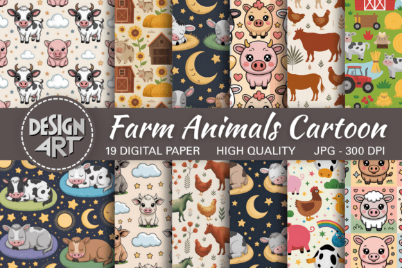 Farm Animals Cartoon Pattern