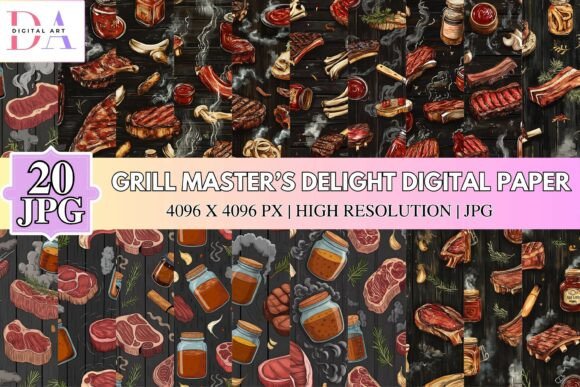 Grill Master’s Delight Digital Paper: Elevate Your Creative Projects with Sizzling Style