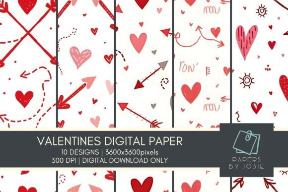 Hearts Arrow Pattern Digital Paper: A Versatile Creative Asset for Modern Designers