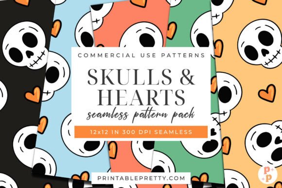 Infusing Creativity with Playful Skulls and Hearts Digital Paper