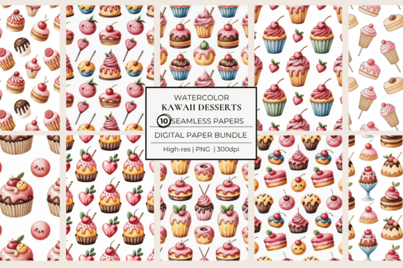 Kawaii Desserts Cute Seamless Papers