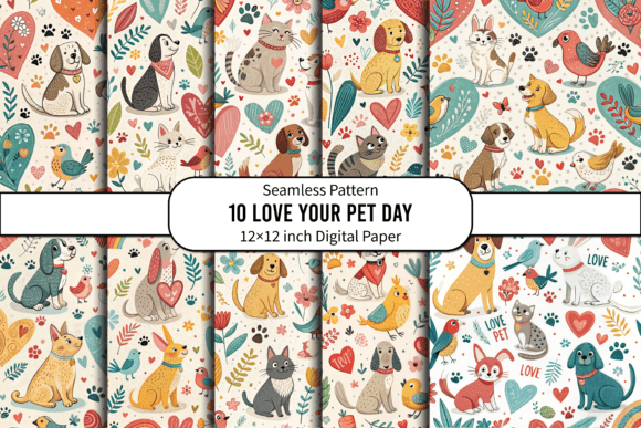 Love Your Pet Day Digital Paper Pattern for Creative Projects