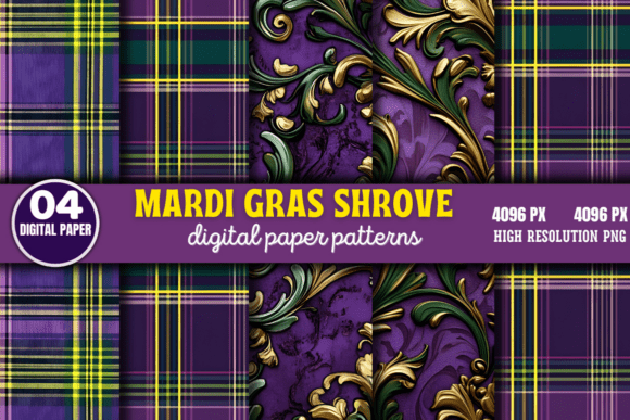 Mardi Gras Shrove Digital Paper Pattern: Add Color and Creativity to Your Projects