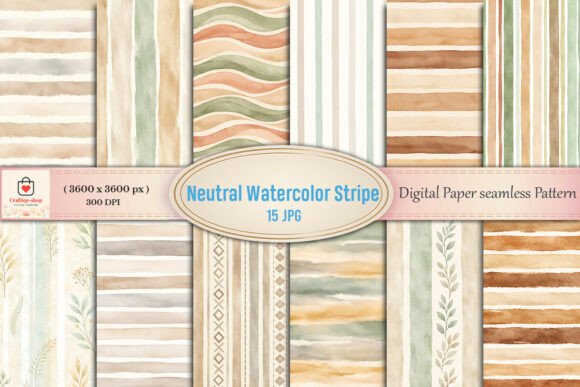 Neutral Watercolor Stripe Digital Paper: A Versatile Design Tool