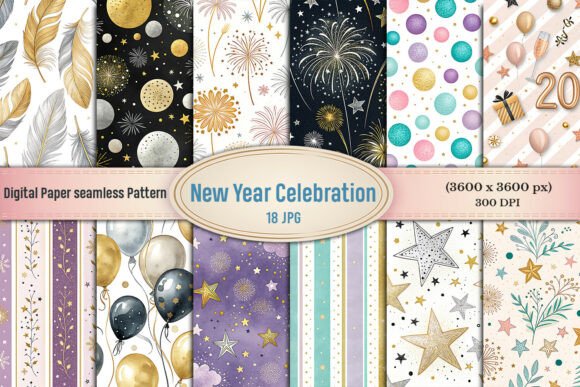 New Year Celebration Digital Paper Bundle: A Versatile Resource for Creative Projects