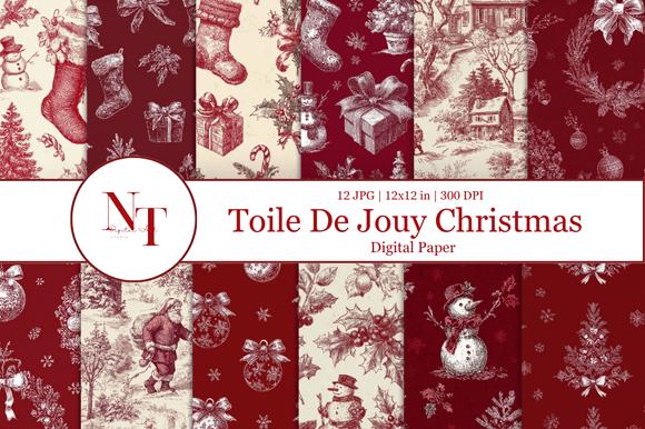 Oile De Jouy Christmas Digital Paper