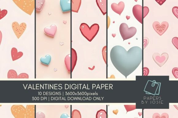 Pastel Mini Hearts Pattern Digital Paper for Creative Expression