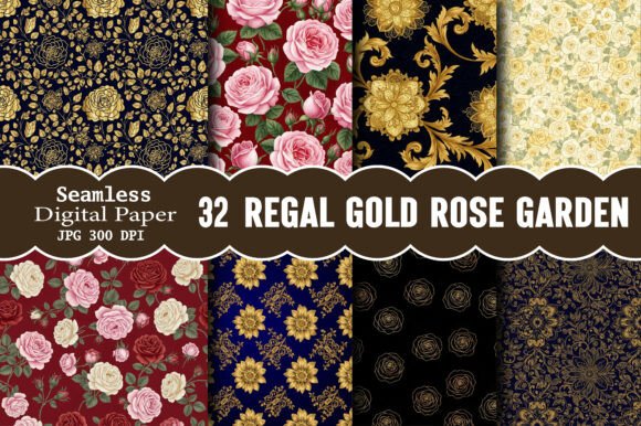 Regal Gold Rose Garden Pattern