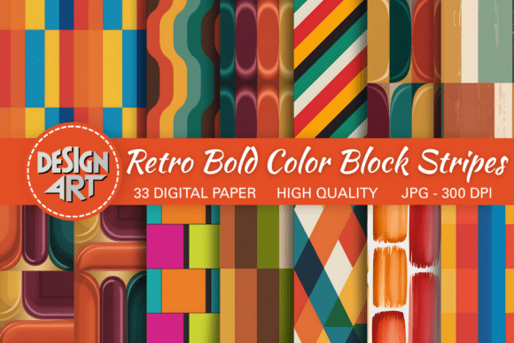 Retro Bold Color Block Stripes Pattern