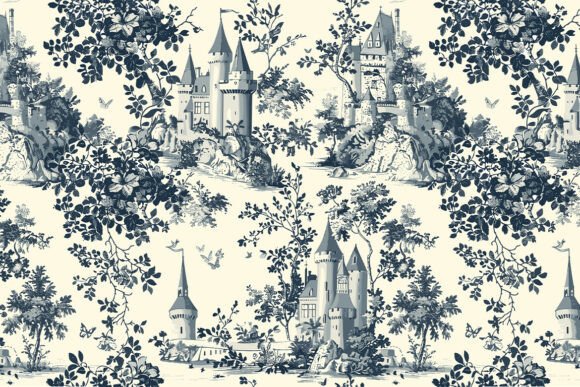 Royal Castle Toile Seamless Pattern: Timeless Elegance for Modern Design